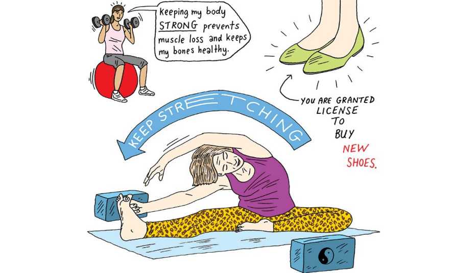 Illustrations showing what to expect when you're in your 60s