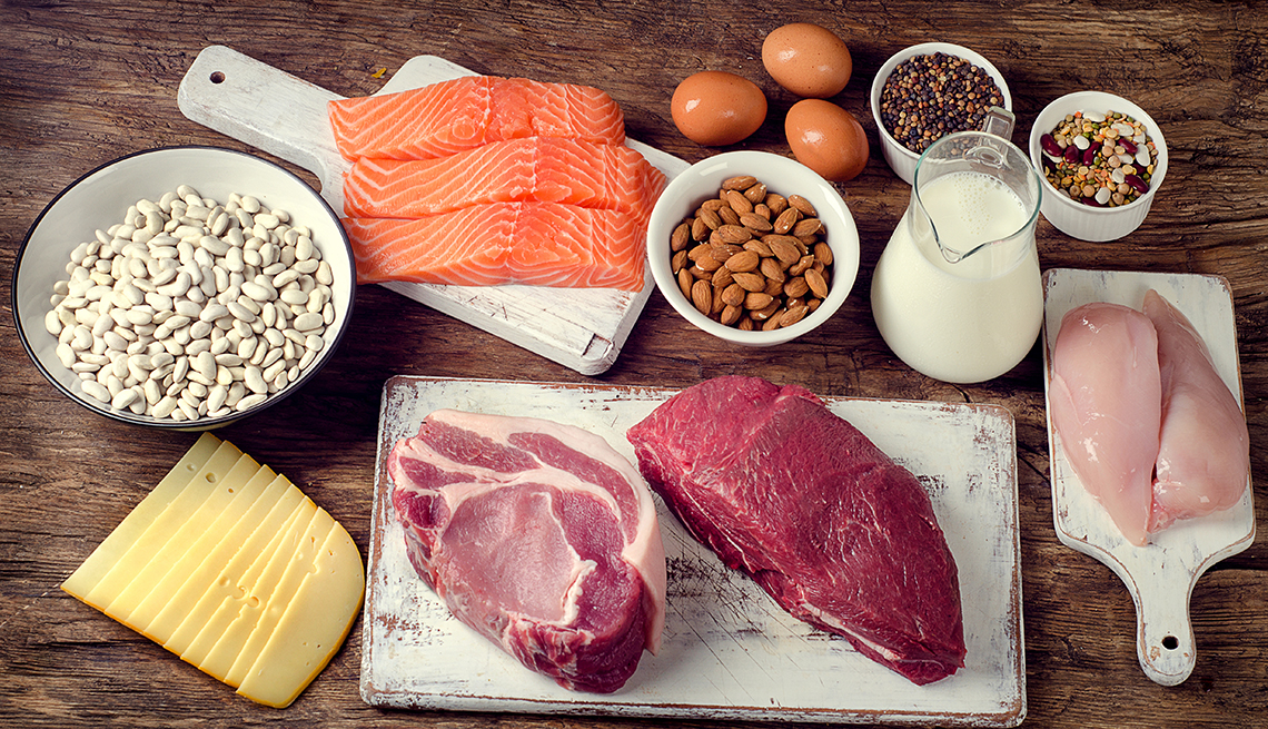 Meats, nuts and dairy that is high in protein