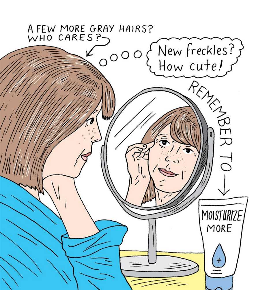 an illustration of a woman looking into the mirror
