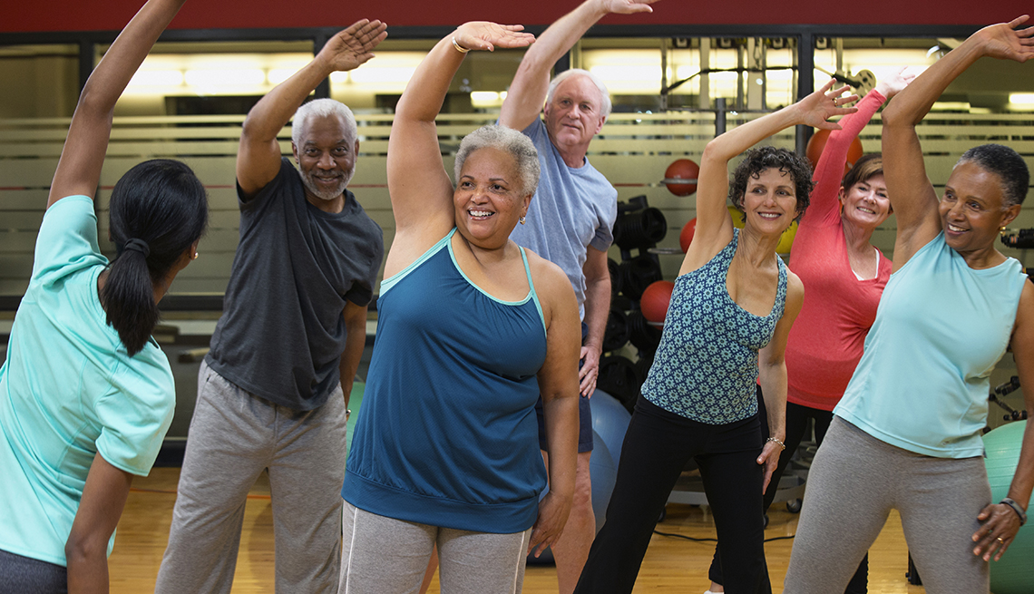 Boomers streching during exercise class