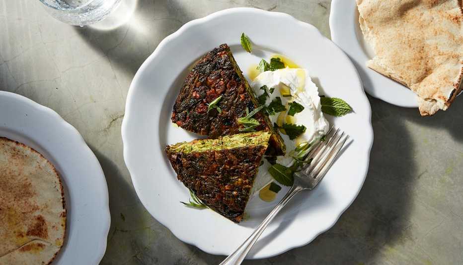 Middle Eastern Dish Called Koukou  (Persian herb frittata)