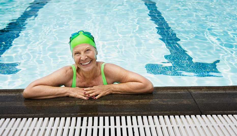 Woman smiling in pool