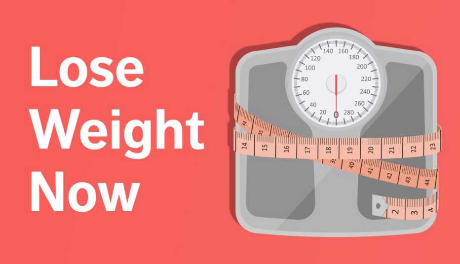 bathroom scale illustration with the text lose weight now