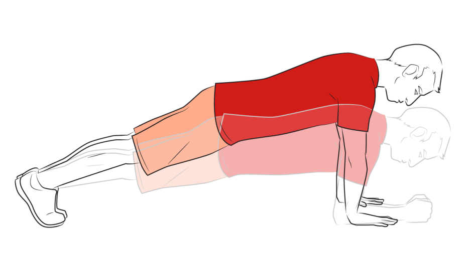an illustration of a man doing a plank on his hands and on his elbows