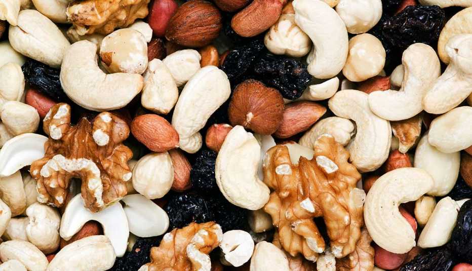close up of mixed nuts
