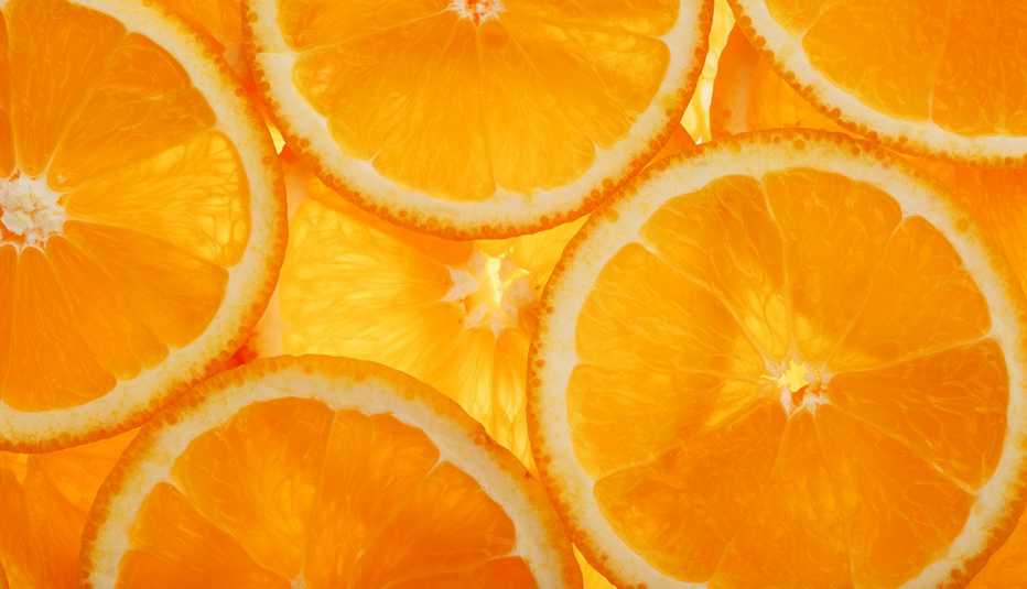 close up of orange slices