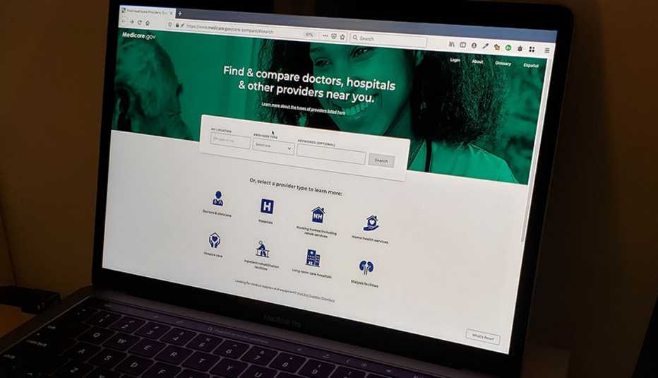 Photograph of the Medicare Compare website