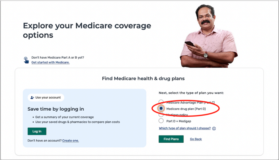screenshot of explore your medicare coverage options