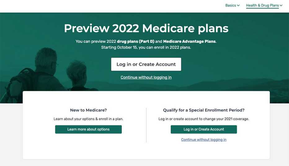 screenshot of the Medicare Plan Finder