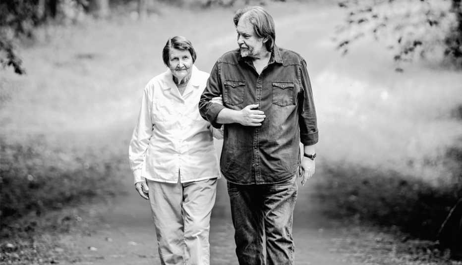 Rick Bragg walking with his mother, Margaret