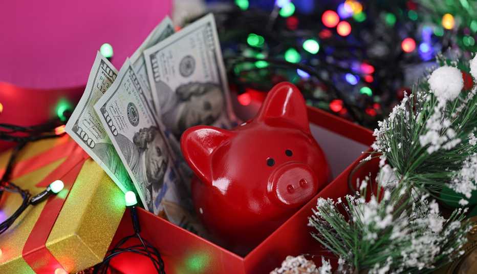 Holiday gifts, money, savings plan concept