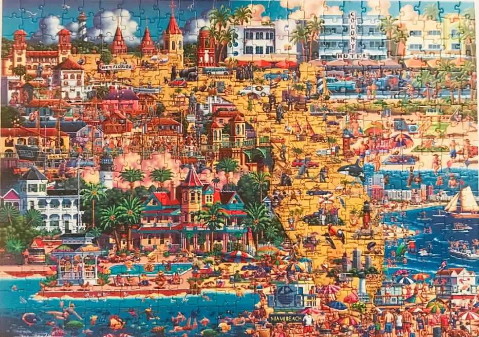 A large puzzle of a beach scene