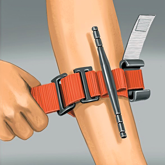 illustration of a one handed tourniquet