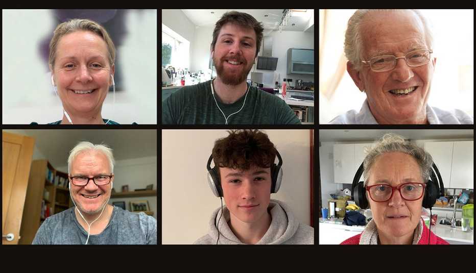 six people on a zoom online video call