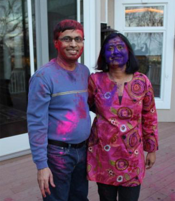 Sanwal and a friend after she threw a Holi party in her house some years ago.