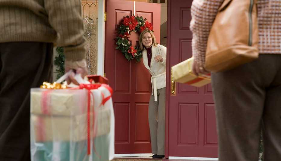 Opening door to house guests
