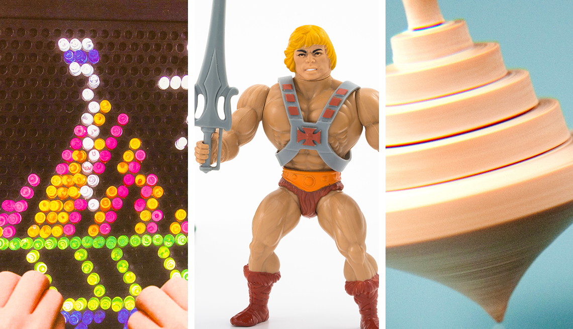 Hall of Fame toys Lite-Brite, He-Man, and a top 