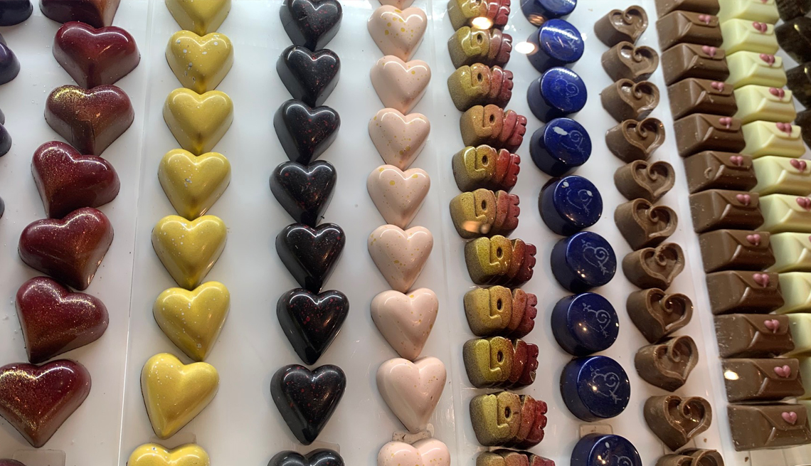 chocolates in the shapes of hearts and the word love as valentines gifts