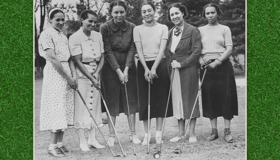 photo from nineteen thirty eight showing a group of black women golfers at the wake robin golf club in washington d c 