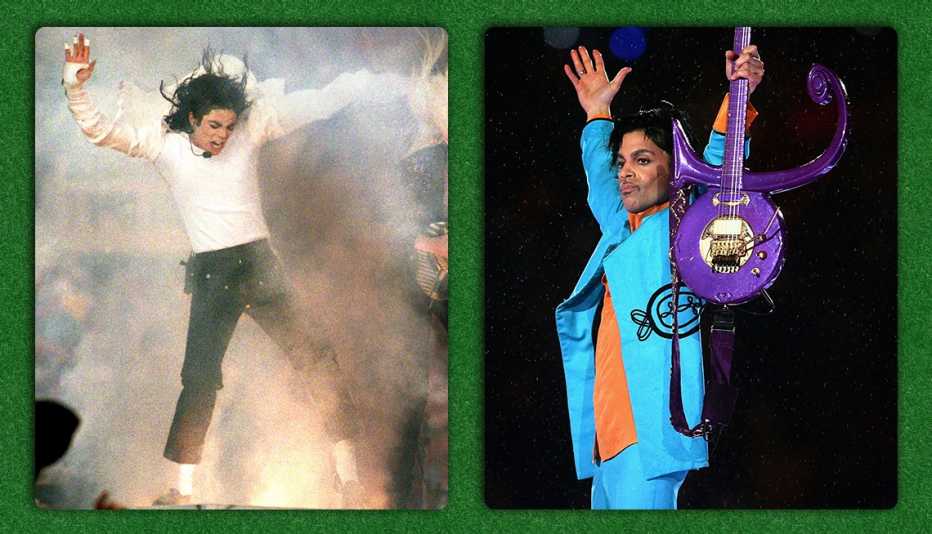 Two memorable Superbowl halftime performers: Michael Jackson in 1993 and Prince in 2007 
