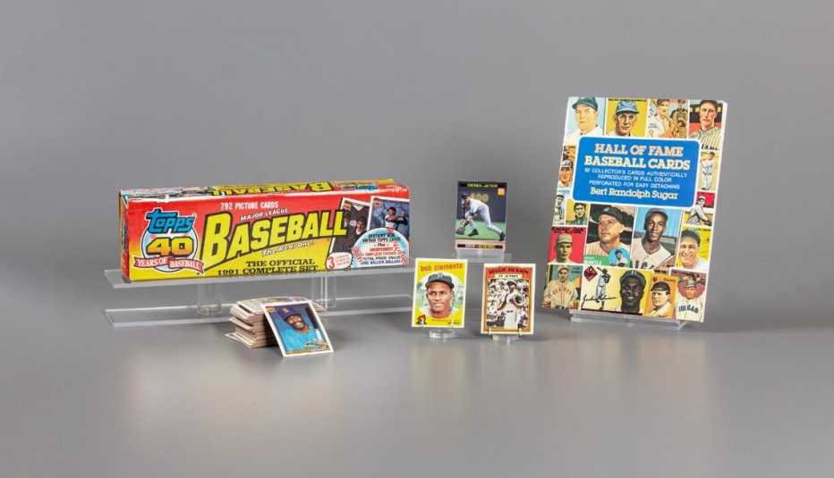 baseball cards and a collectors booklet