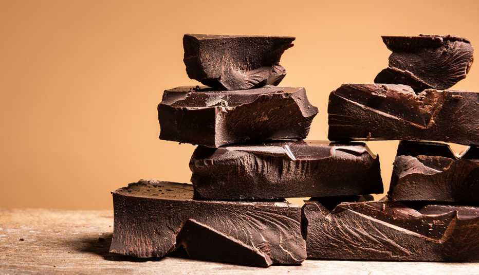 stacked squares of dark chocolate