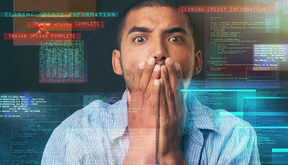 shocked man at computer screen