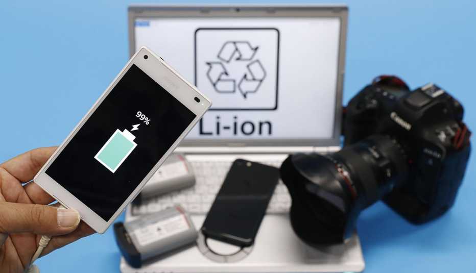 Photo taken in Tokyo on Oct. 10, 2019, shows electronic devices in which lithium-ion batteries are used