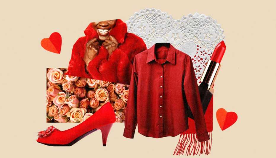 a collage of valentines day beauty and fashion items