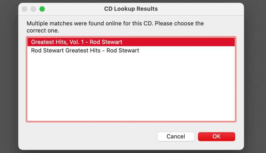 a screenshot of mac c d lookup with multiple matches
