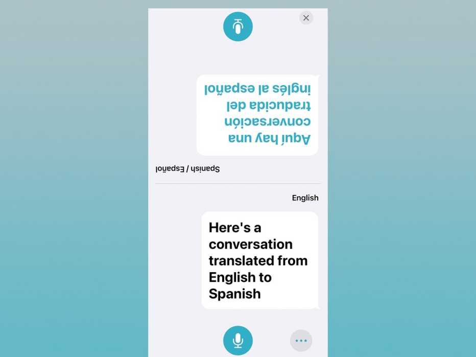 a screenshot of apple translating english to spanish on the iphone