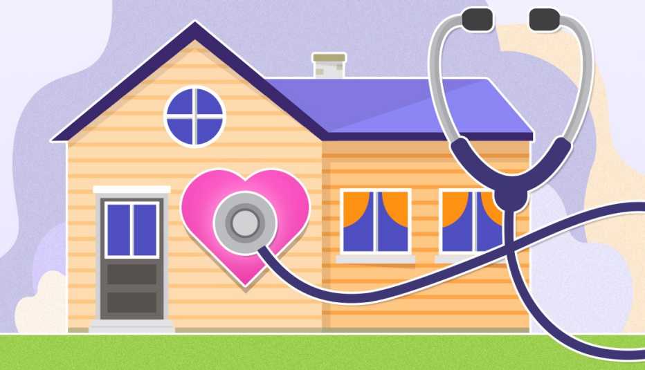 a home with a heart and a stethoscope