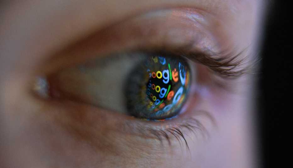 the word google superimposed over an open eye