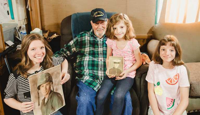 Veteran Roy Cowles with his family