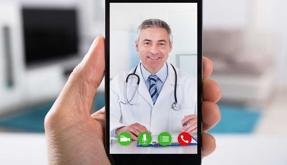 video conference with doctor on smart phone