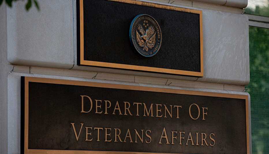 A sign for the Department of Veterans Affairs