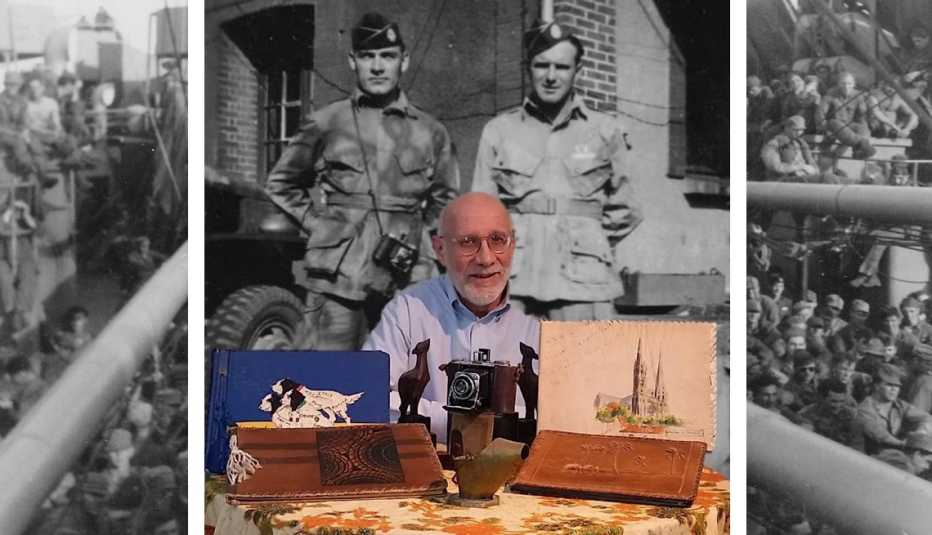 world war two photographer d carl chamberlain sitting in front of a selfie from nineteen forty five