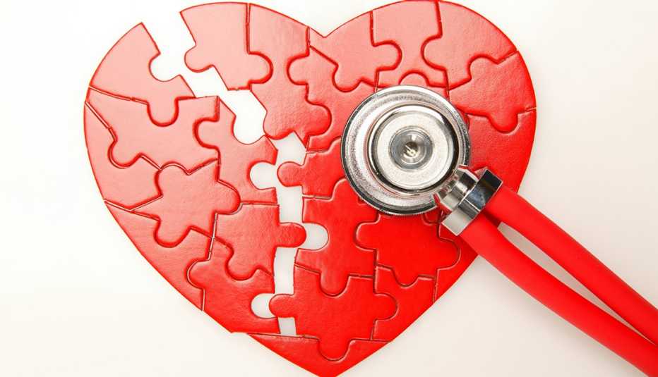 red heart puzzle with stethoscope