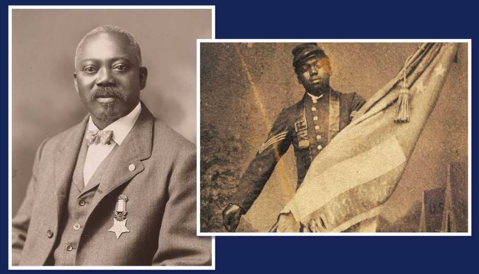 Sergeant William Harvey Carney after the war, wearing his Medal of Honor, ca. 1901-1908.  Army Sgt. William H. Carney was the first of the nation’s 88 African-American Medal of Honor recipients, earning the medal during the Union Army’s charge on Fort Wagner during the Civil War. 