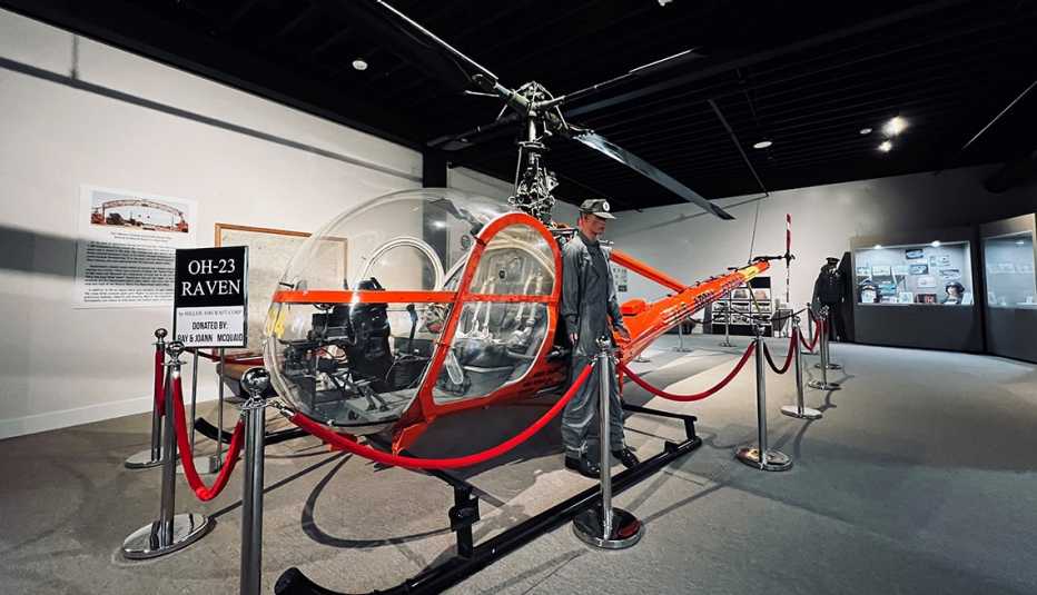 a helicpoter in a museum