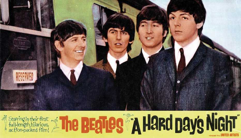 A promotional poster for the beatles film a hard days night