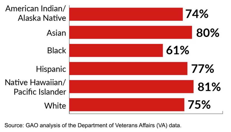 a chart showing veterans disability claims by ethnic group
