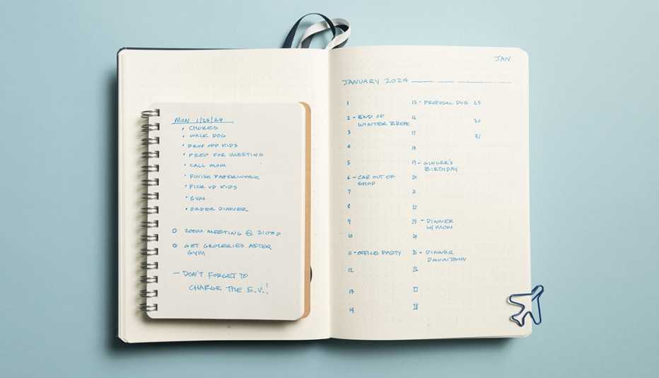 an open notebook showing an example of a daily log