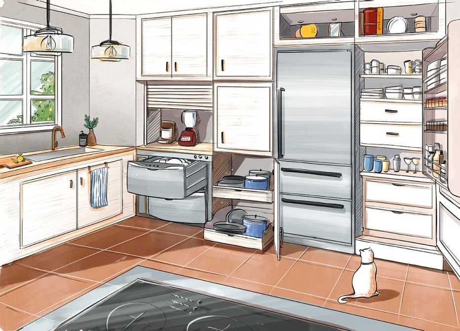 design sketch for a kitchen