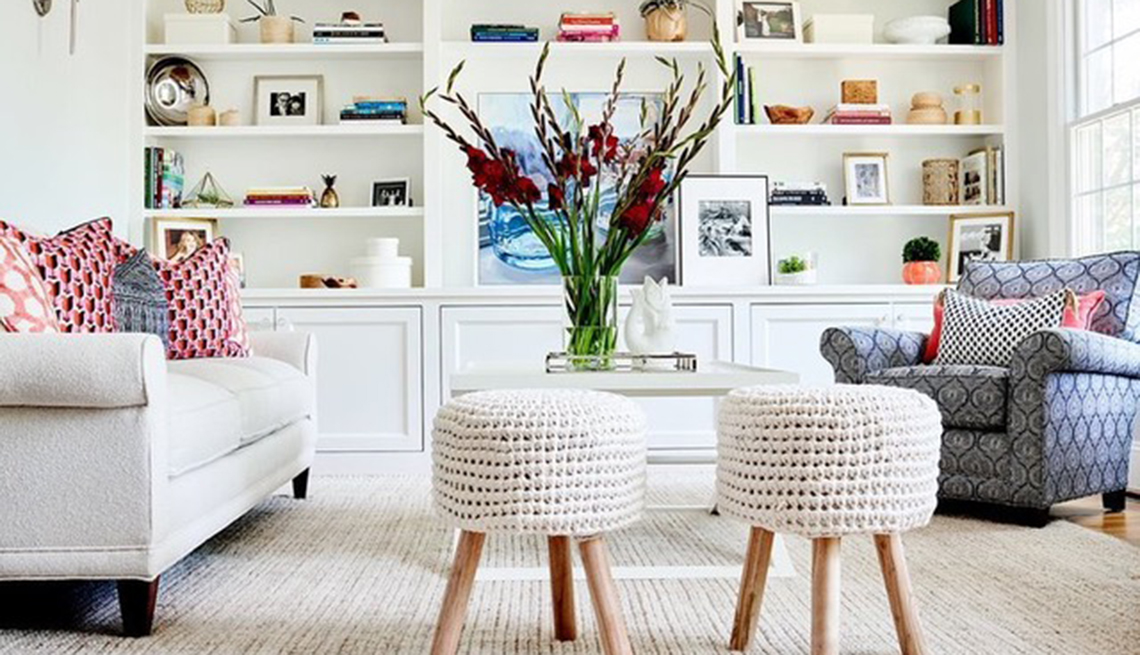 bright airy living room with built in bookcases designed by tess leeds