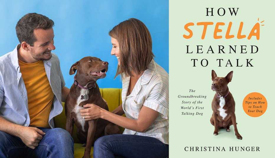 the book cover of how stella learned to talk by christina hunger and a photo of stella