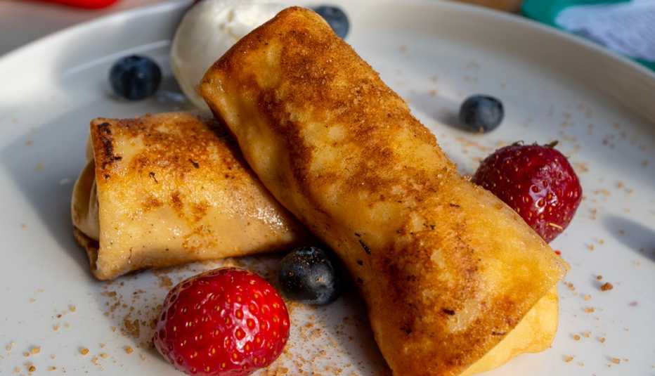 a plate of cheese blintzes