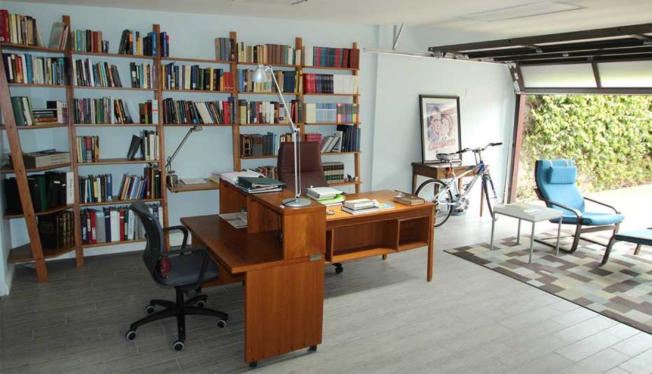Home office in a garage