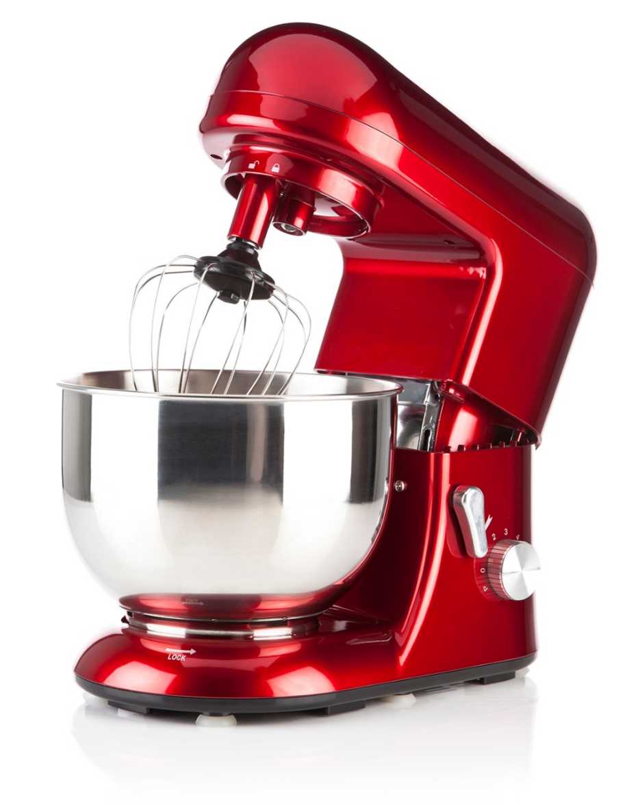 Red Electric Mixer on White Background