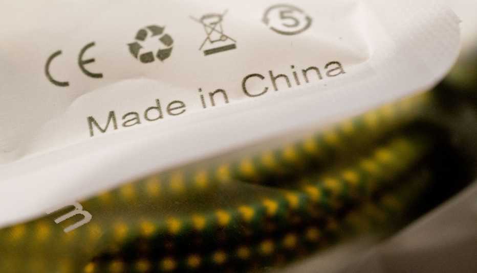 The words "Made In China" are seen on a package 